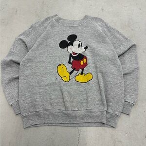 Vintage 80s Disney Gray Crewneck Sweater Mickey Mouse